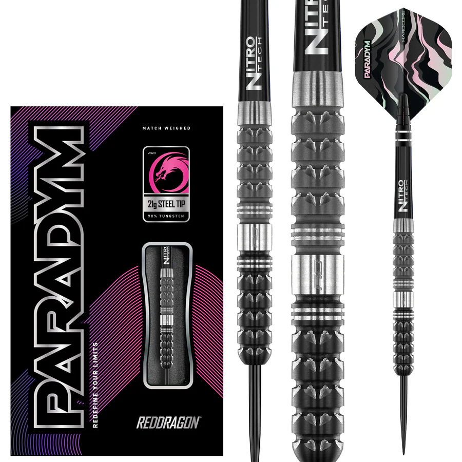 PARADYM TAPERED 90% TUNGSTEN STEEL TIP DARTS BY RED DRAGON